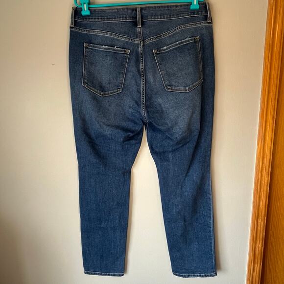 Old Navy Medium Wash High Rise Power Slim Distressed Straight Jean Size 14 - Picture 2 of 11